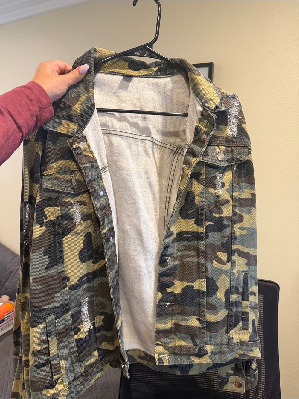 Camouflage Distressed Jacket - Green Camo